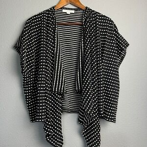 Reginald Thomas Chicago Black‎ White Drape Open Front Cardigan Jacket Textured